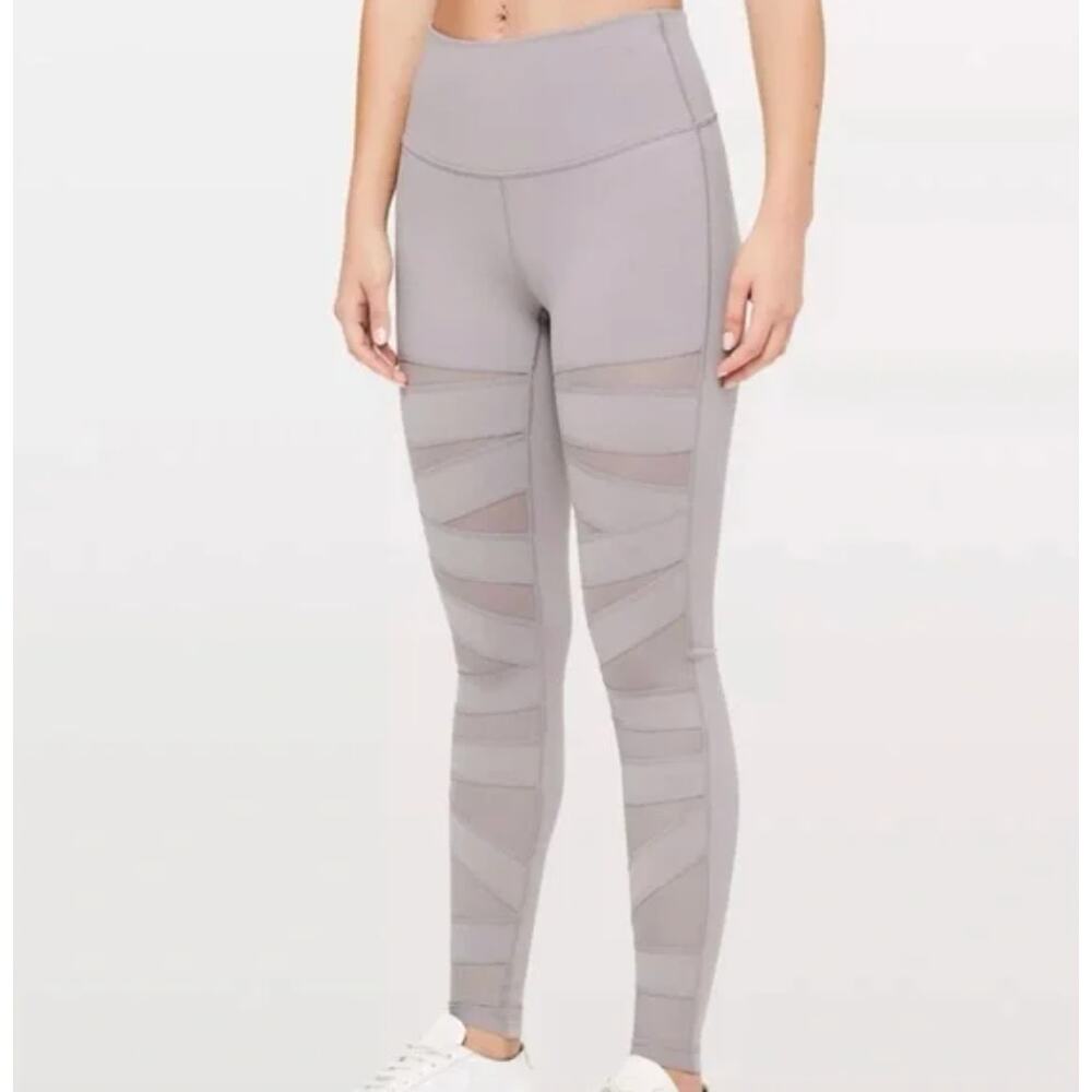 Lululemon Athletica - Wunder Under Tight Mesh Lined Leggings - Gray - Athletic